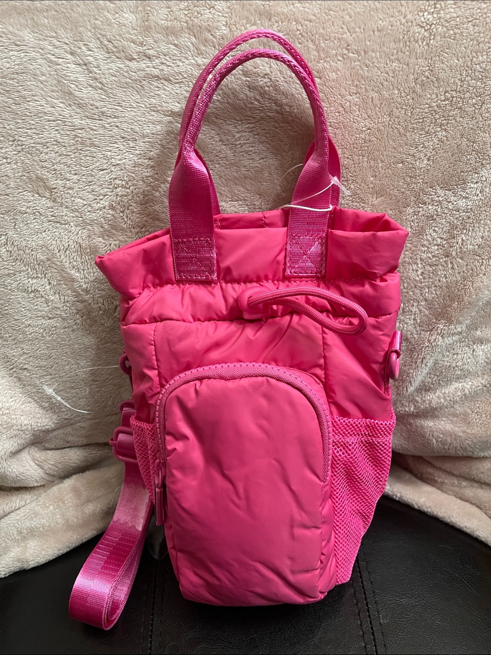 Wildfox Hot Pink Puffer Crossbody/Water Bottle Holder
